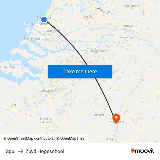 Spui to Zuyd Hogeschool map