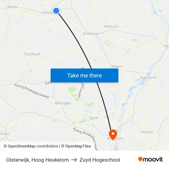 Oisterwijk, Hoog Heukelom to Zuyd Hogeschool map