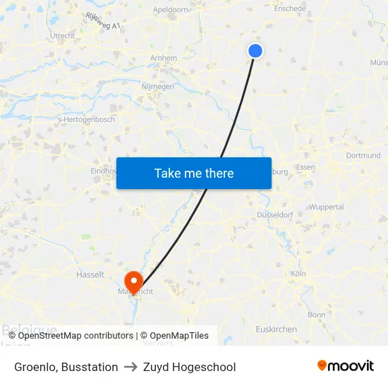 Groenlo, Busstation to Zuyd Hogeschool map