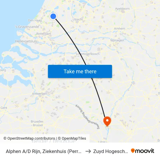 Alphen A/D Rijn, Ziekenhuis (Perron D) to Zuyd Hogeschool map