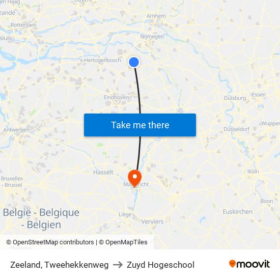 Zeeland, Tweehekkenweg to Zuyd Hogeschool map