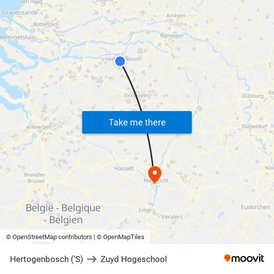 Hertogenbosch ('S) to Zuyd Hogeschool map