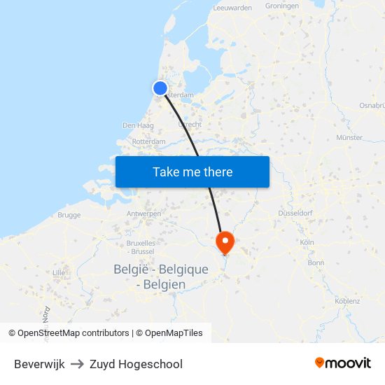 Beverwijk to Zuyd Hogeschool map