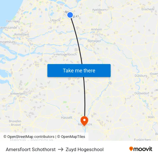 Amersfoort Schothorst to Zuyd Hogeschool map
