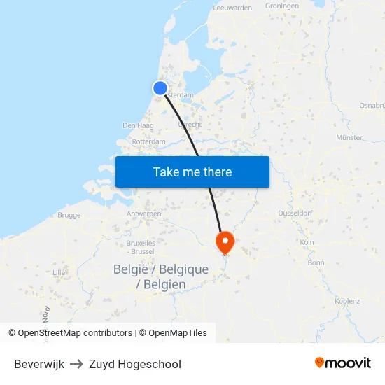 Beverwijk to Zuyd Hogeschool map