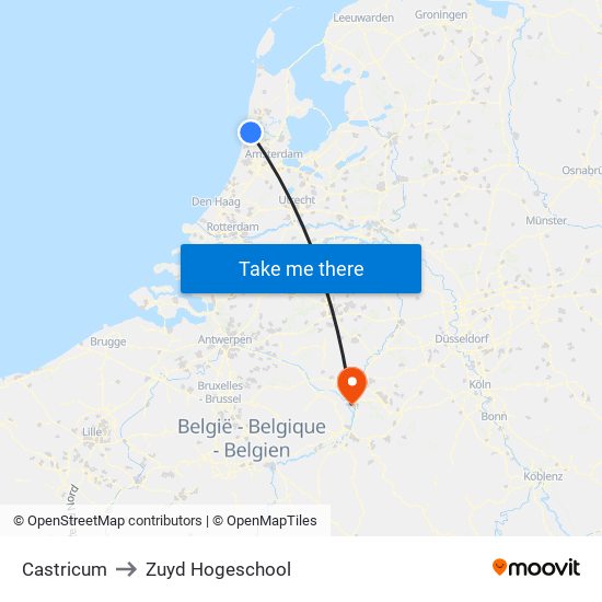 Castricum to Zuyd Hogeschool map