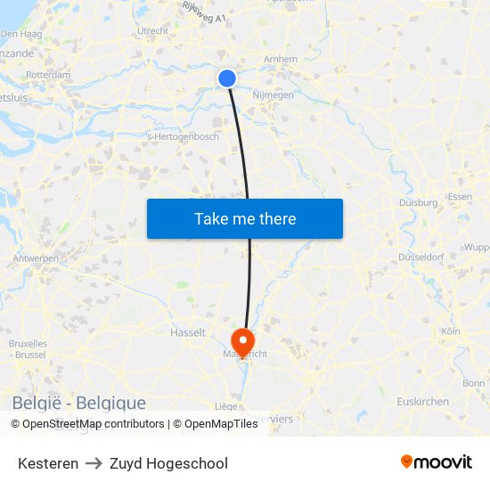 Kesteren to Zuyd Hogeschool map