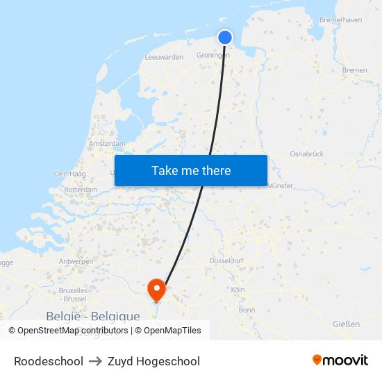 Roodeschool to Zuyd Hogeschool map