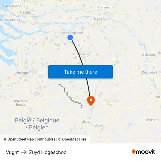 Vught to Zuyd Hogeschool map