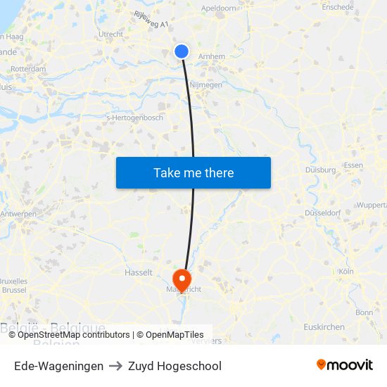 Ede-Wageningen to Zuyd Hogeschool map