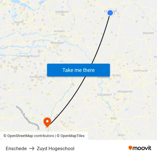 Enschede to Zuyd Hogeschool map
