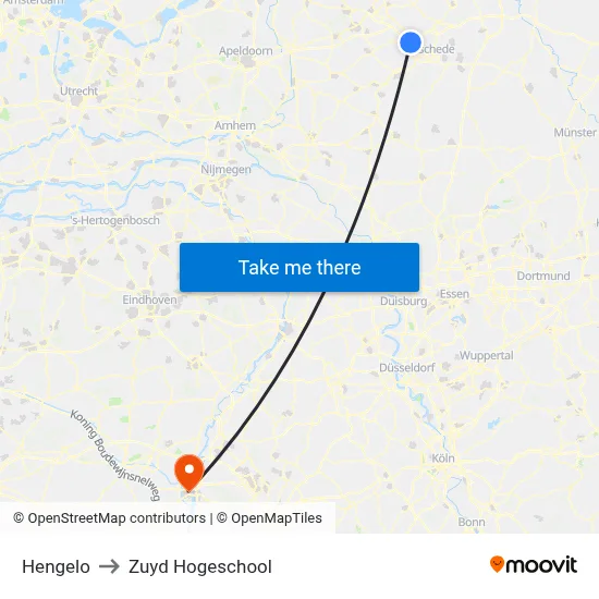 Hengelo to Zuyd Hogeschool map