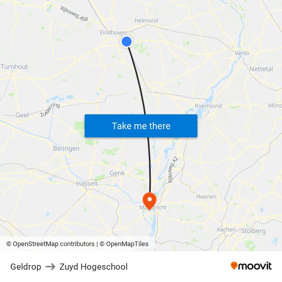 Geldrop to Zuyd Hogeschool map