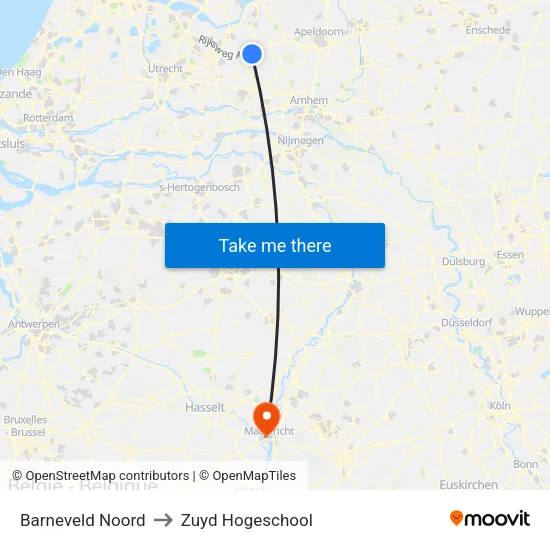 Barneveld Noord to Zuyd Hogeschool map