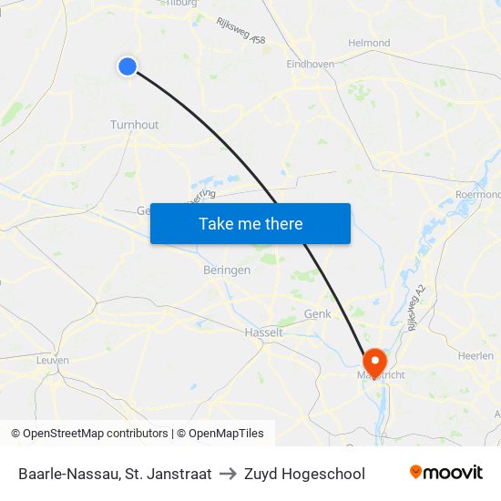 Baarle-Nassau, St. Janstraat to Zuyd Hogeschool map