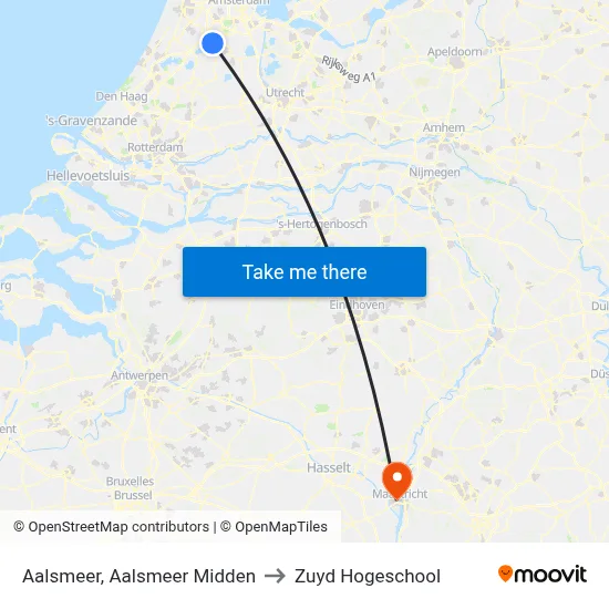 Aalsmeer, Aalsmeer Midden to Zuyd Hogeschool map