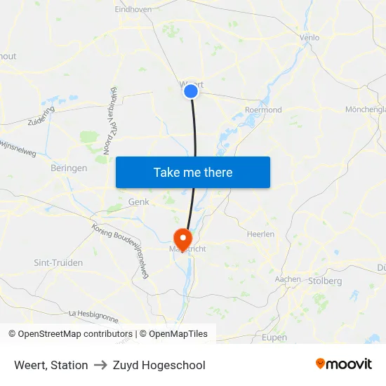 Weert, Station to Zuyd Hogeschool map