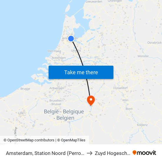 Amsterdam, Station Noord (Perron A2) to Zuyd Hogeschool map