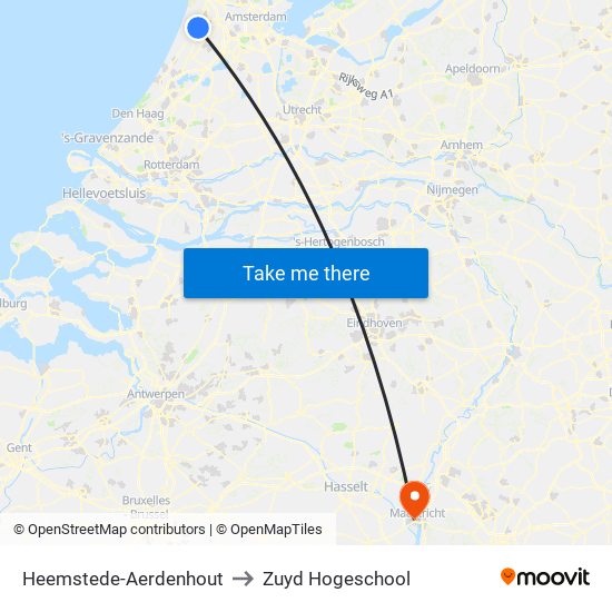 Heemstede-Aerdenhout to Zuyd Hogeschool map