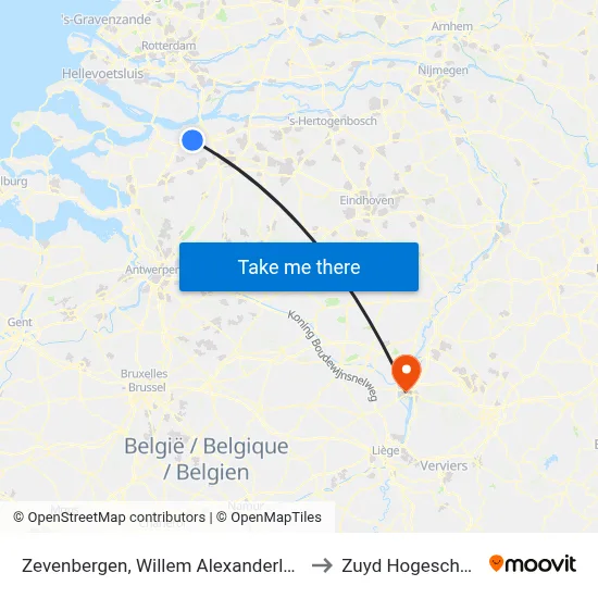 Zevenbergen, Willem Alexanderlaan to Zuyd Hogeschool map
