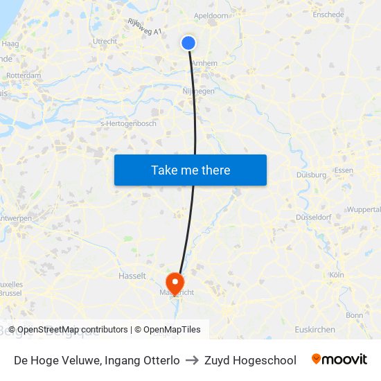 De Hoge Veluwe, Ingang Otterlo to Zuyd Hogeschool map