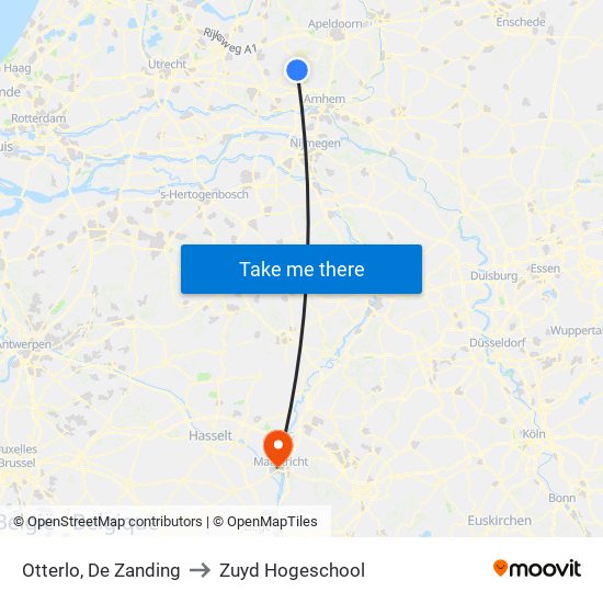 Otterlo, De Zanding to Zuyd Hogeschool map