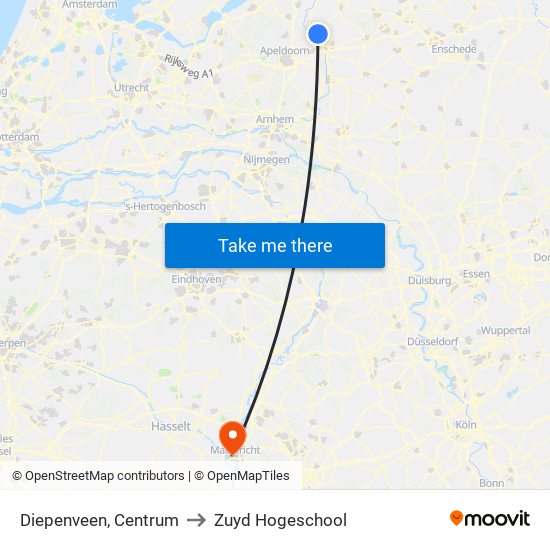 Diepenveen, Centrum to Zuyd Hogeschool map