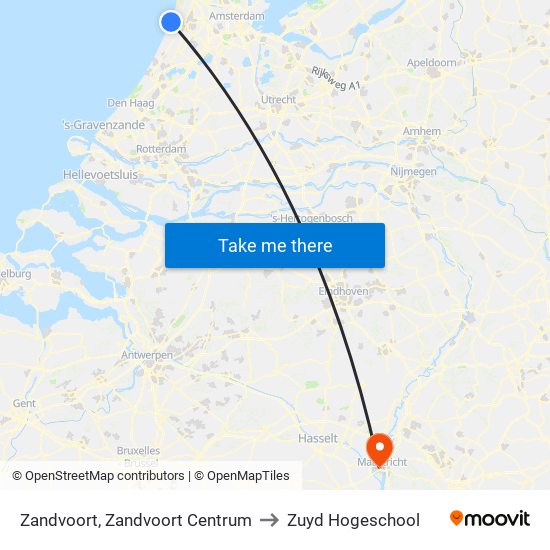Zandvoort, Zandvoort Centrum to Zuyd Hogeschool map