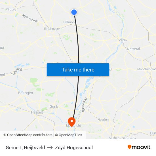 Gemert, Heijtsveld to Zuyd Hogeschool map