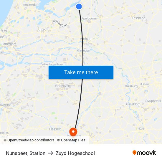 Nunspeet, Station to Zuyd Hogeschool map