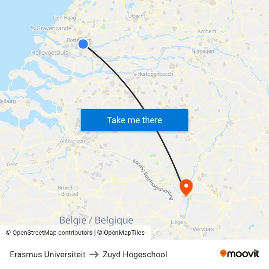 Erasmus Universiteit to Zuyd Hogeschool map