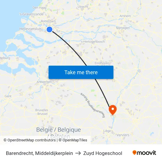 Barendrecht, Middeldijkerplein to Zuyd Hogeschool map
