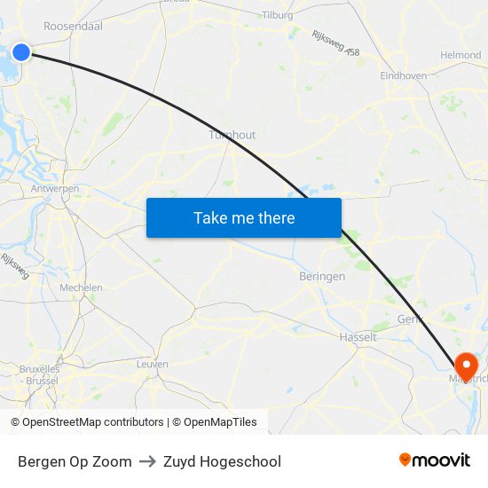 Bergen Op Zoom to Zuyd Hogeschool map