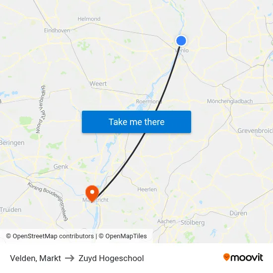 Velden, Markt to Zuyd Hogeschool map