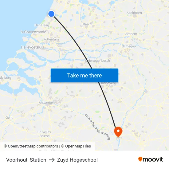 Voorhout, Station to Zuyd Hogeschool map
