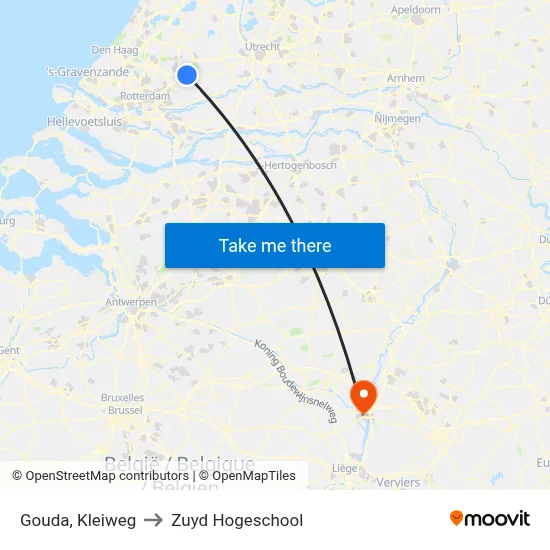 Gouda, Kleiweg to Zuyd Hogeschool map