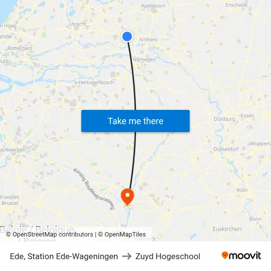 Ede, Station Ede-Wageningen to Zuyd Hogeschool map