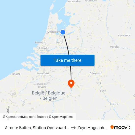 Almere Buiten, Station Oostvaarders to Zuyd Hogeschool map