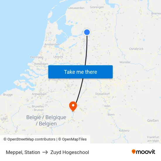 Meppel, Station to Zuyd Hogeschool map