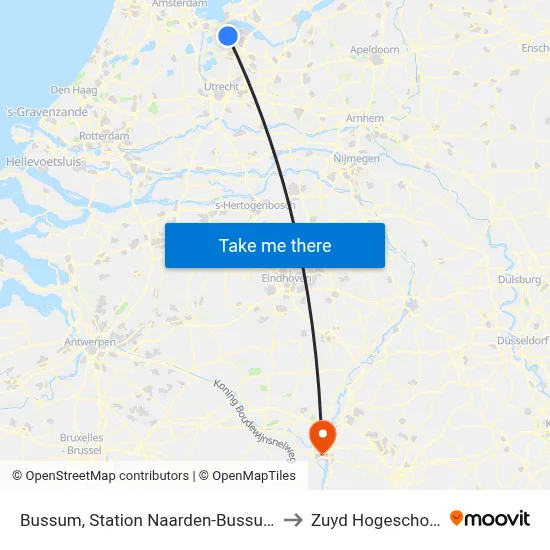 Bussum, Station Naarden-Bussum to Zuyd Hogeschool map