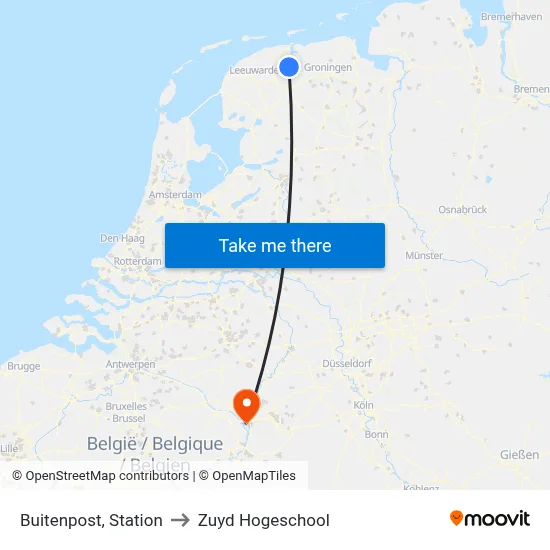 Buitenpost, Station to Zuyd Hogeschool map