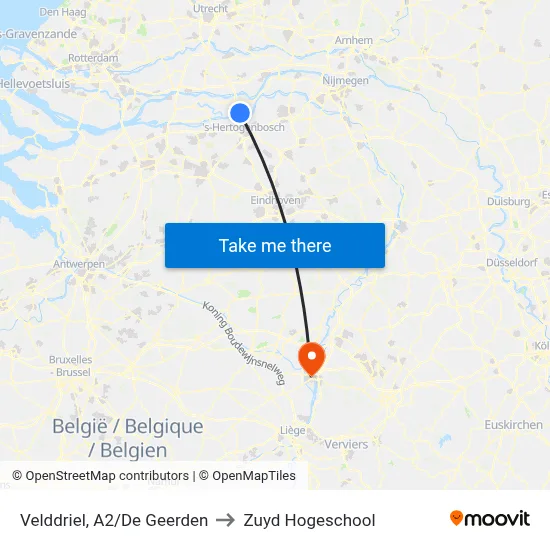 Velddriel, A2/De Geerden to Zuyd Hogeschool map