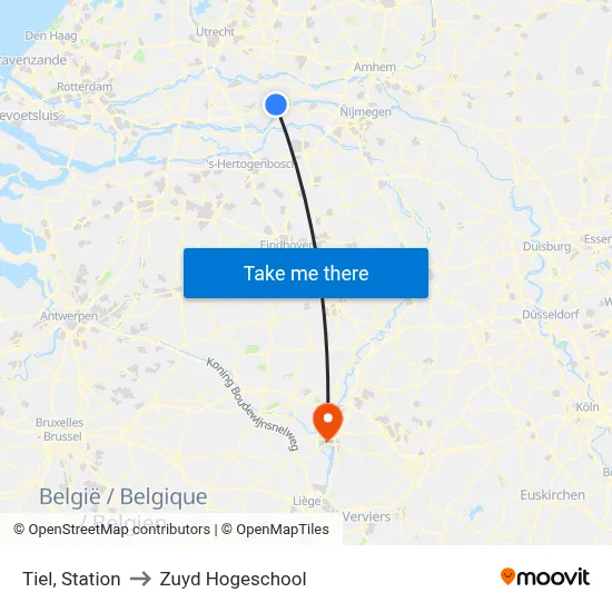Tiel, Station to Zuyd Hogeschool map