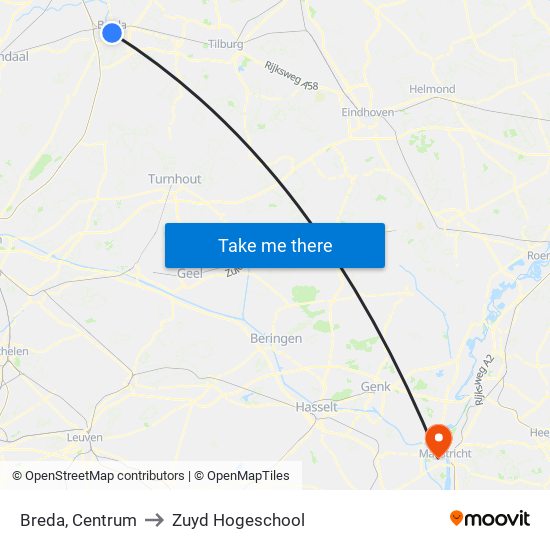 Breda, Centrum to Zuyd Hogeschool map