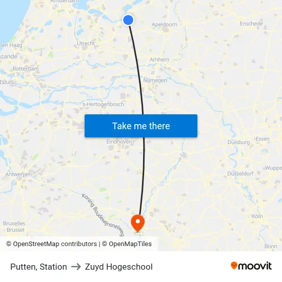 Putten, Station to Zuyd Hogeschool map