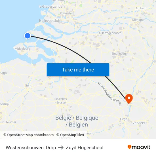 Westenschouwen, Dorp to Zuyd Hogeschool map