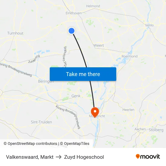 Valkenswaard, Markt to Zuyd Hogeschool map