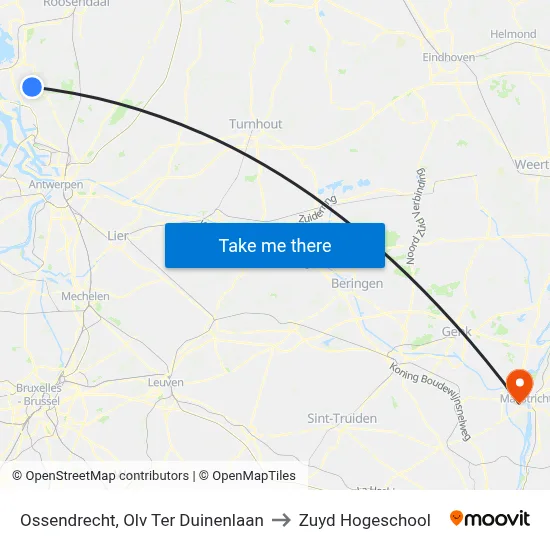 Ossendrecht, Olv Ter Duinenlaan to Zuyd Hogeschool map