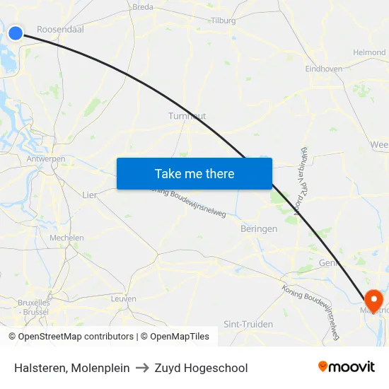 Halsteren, Molenplein to Zuyd Hogeschool map