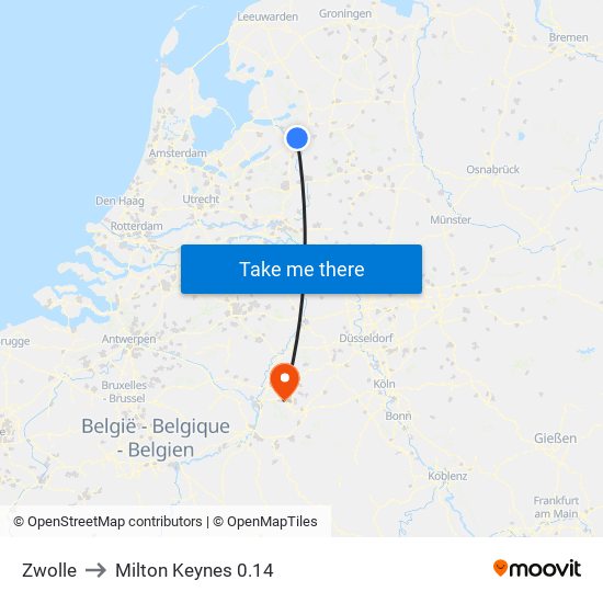 Zwolle to Milton Keynes 0.14 map